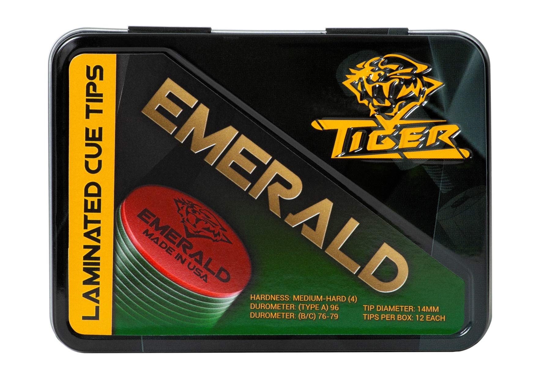 TigerProducts Tiger Emerald Laminated Billiard CUE Tips 2 (Two) pcs - 13mm