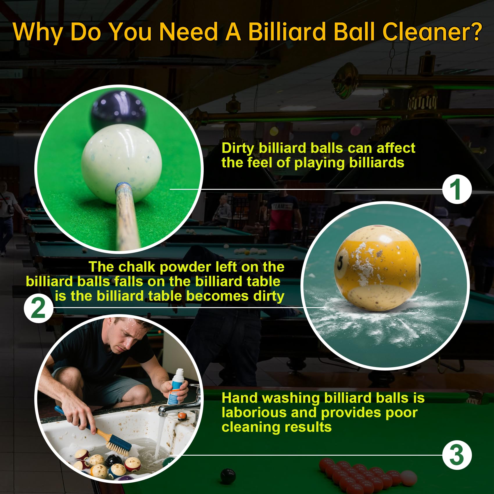 Upgraded Billiard Ball Cleaner and Polisher, Billiard Ball Cleaner, Pool Ball Cleaner for 16 Billiard and Snooker, Balls British and American Dual Use 110V, Automatic Pool Ball Cleaner
