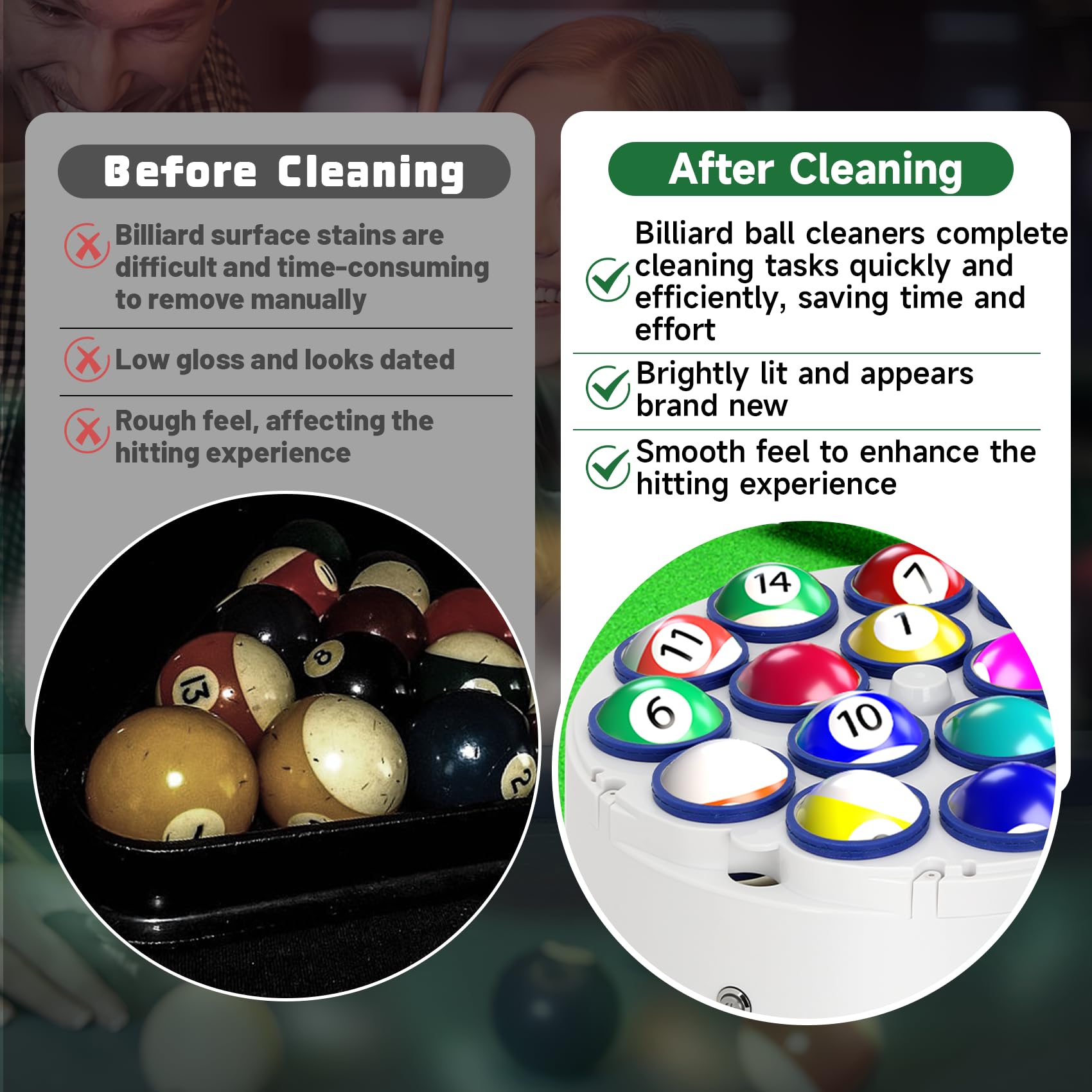 Upgraded Billiard Ball Cleaner and Polisher, Billiard Ball Cleaner, Pool Ball Cleaner for 16 Billiard and Snooker, Balls British and American Dual Use 110V, Automatic Pool Ball Cleaner