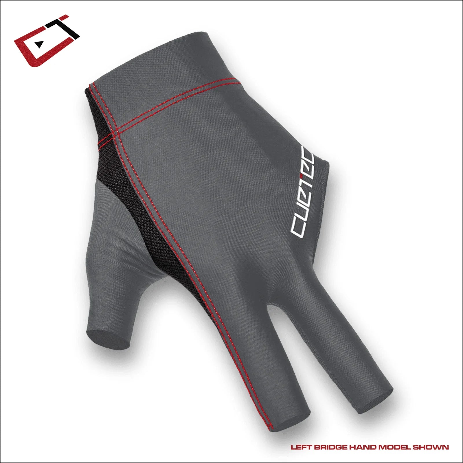 Cuetec Gloves Axis Glove Three Finger Gloves Grey Left Hand