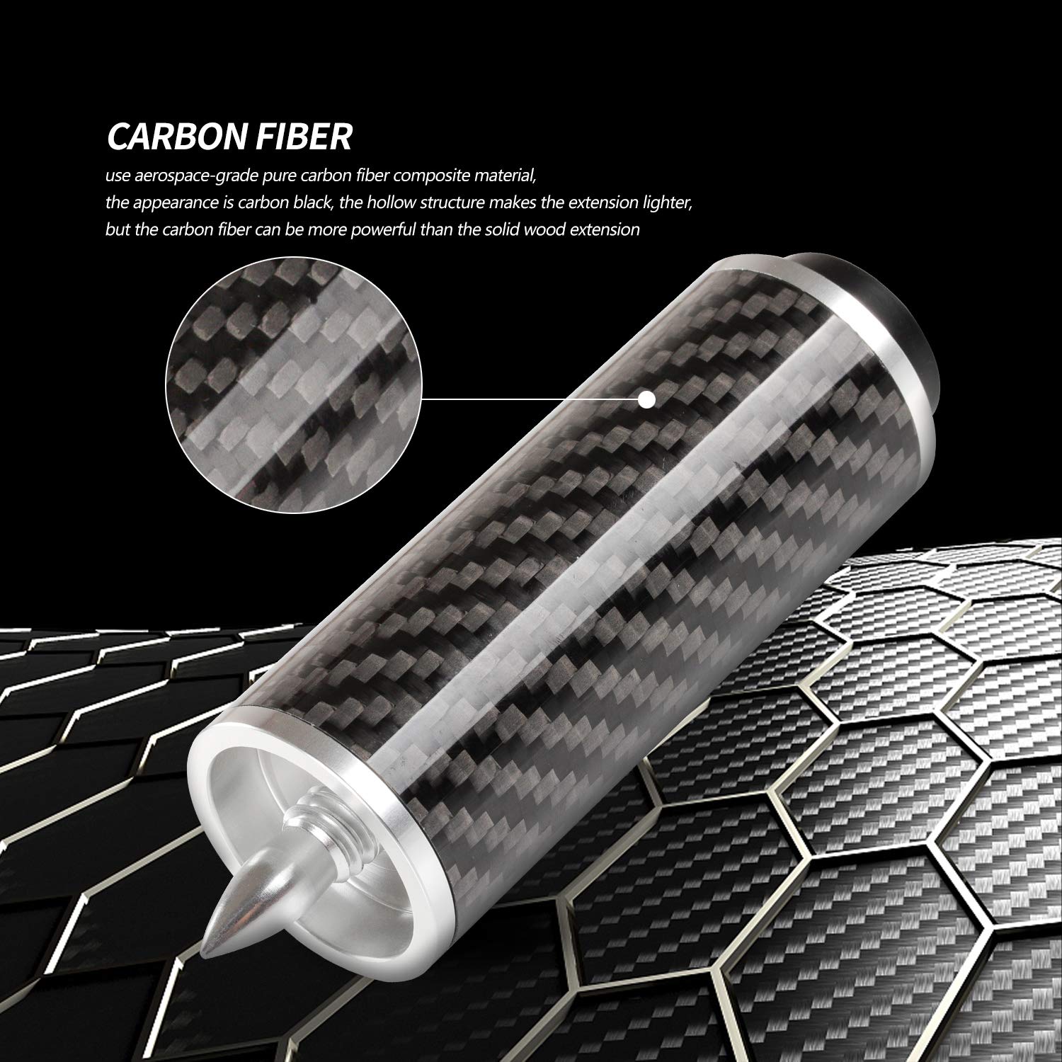 KONLLEN Pool Cue Extension 3 inch Carbon Fiber Billiard Cue Extension Billiard Accessories for Pool Sticks