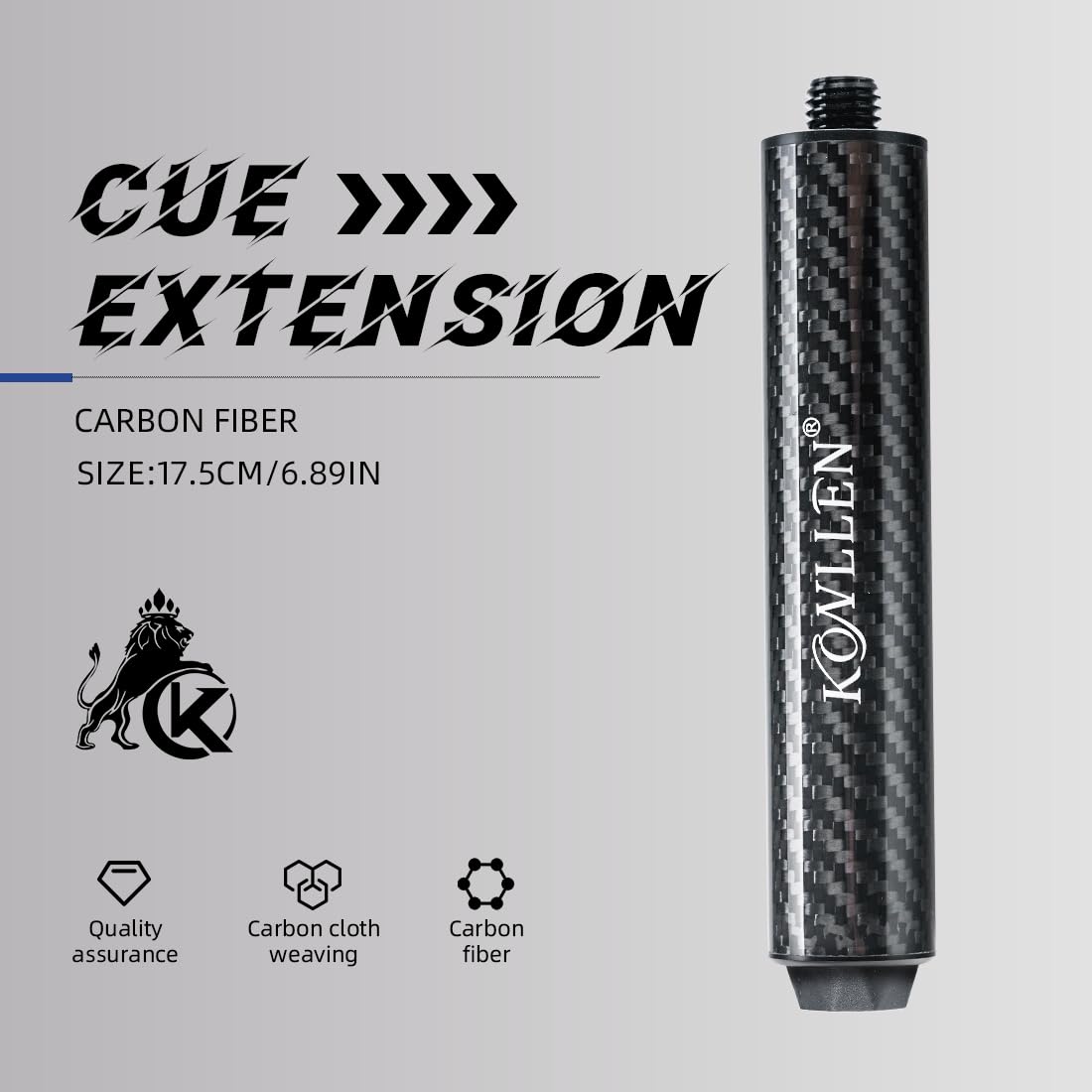 KONLLEN Pool Cue Extension 6 inch Carbon Fiber Billiard Cue Extension Billiard Accessories for Pool Sticks
