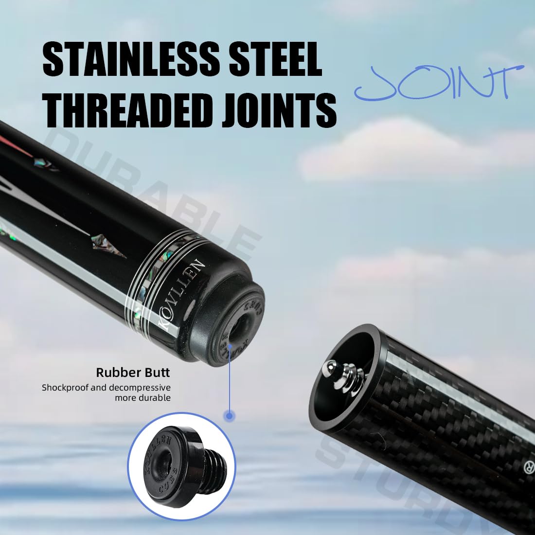 KONLLEN Pool Cue Extension 6 inch Carbon Fiber Billiard Cue Extension Billiard Accessories for Pool Sticks