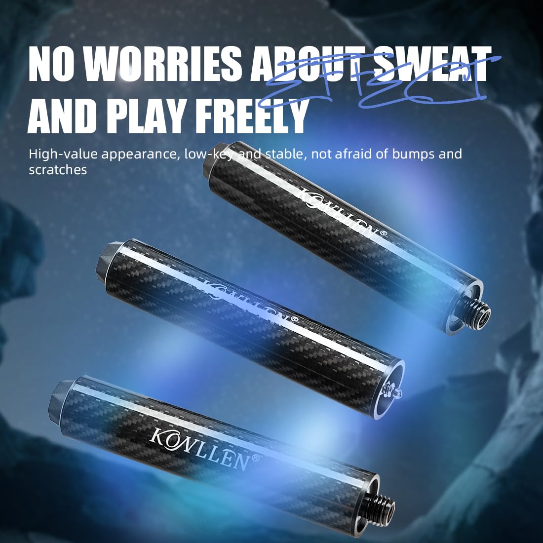 KONLLEN Pool Cue Extension 6 inch Carbon Fiber Billiard Cue Extension Billiard Accessories for Pool Sticks