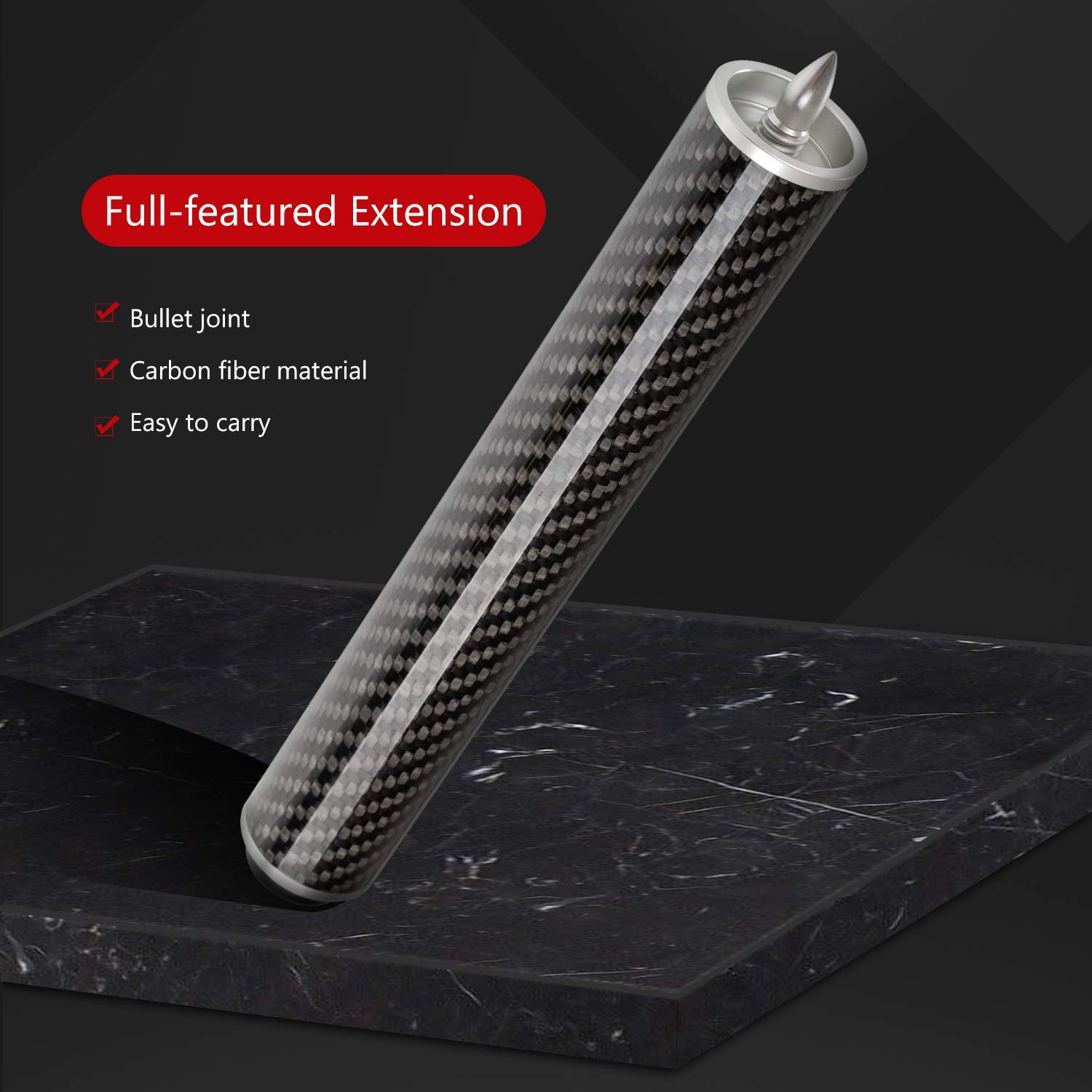 KONLLEN Pool Cue Extension 8 inch Carbon Fiber Billiard Cue Extension Billiard Accessories for Pool Sticks