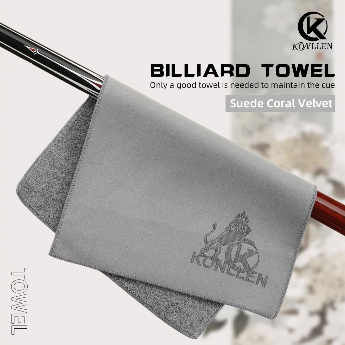 KONLLEN Billiards Billiard cue Towel - 100% Cotton Black 8-Ball Pool Cue Clean Towel Maintenance Accessories Cleaning Set Shaft Wax