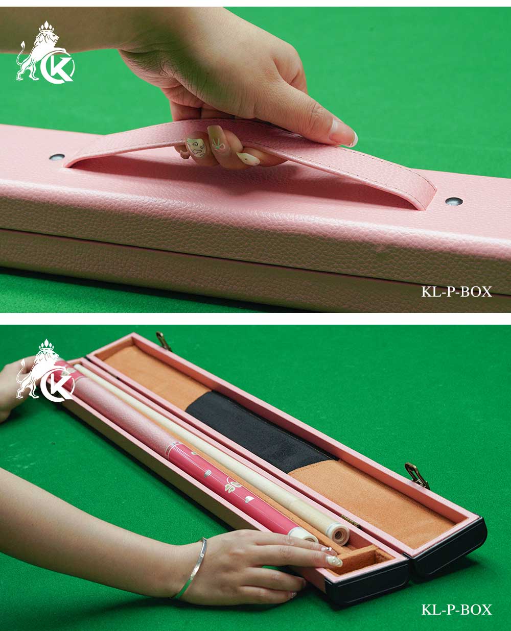 Konllen PU pink hard wooden box - 1 Butt x 1 Shaft