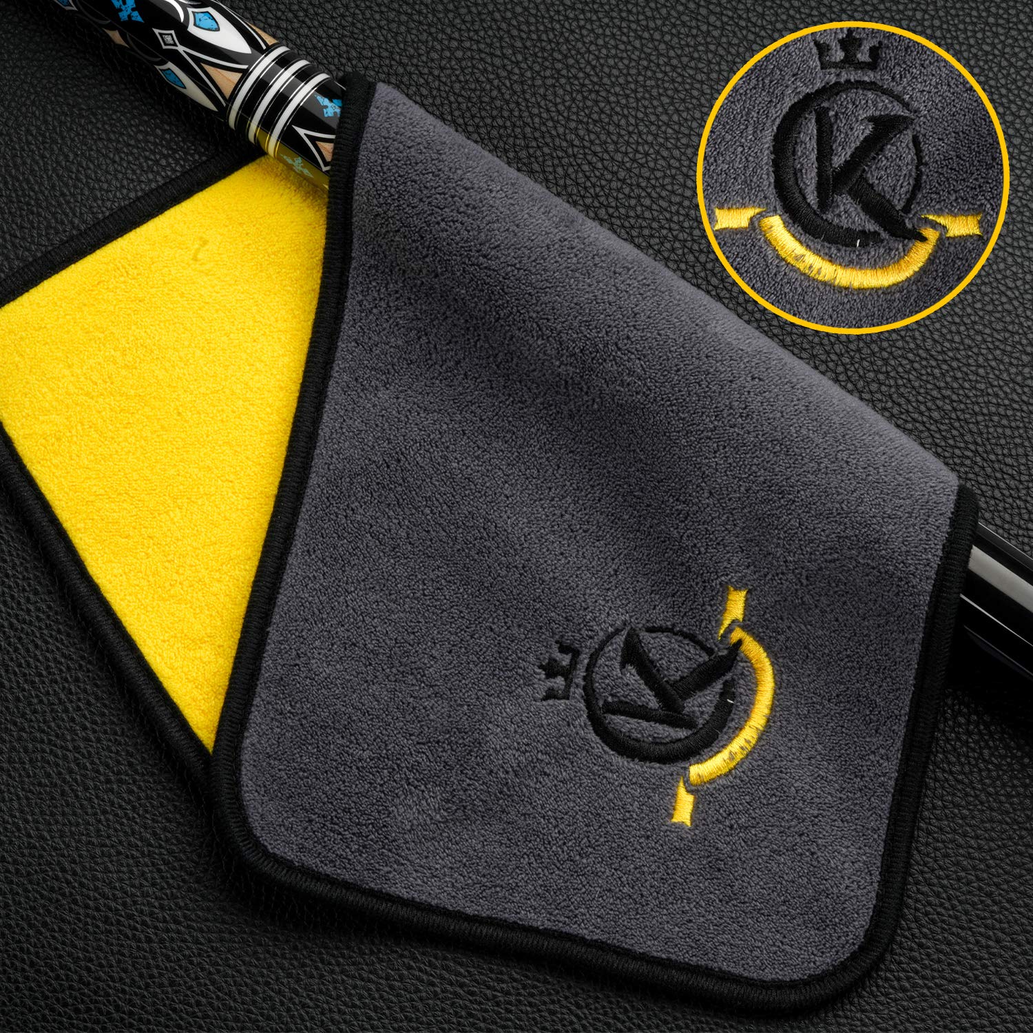 KONLLEN Billiards Billiard cue Towel - 100% Cotton Black 8-Ball Pool Cue Clean Towel Maintenance Accessories Cleaning Set Shaft Wax