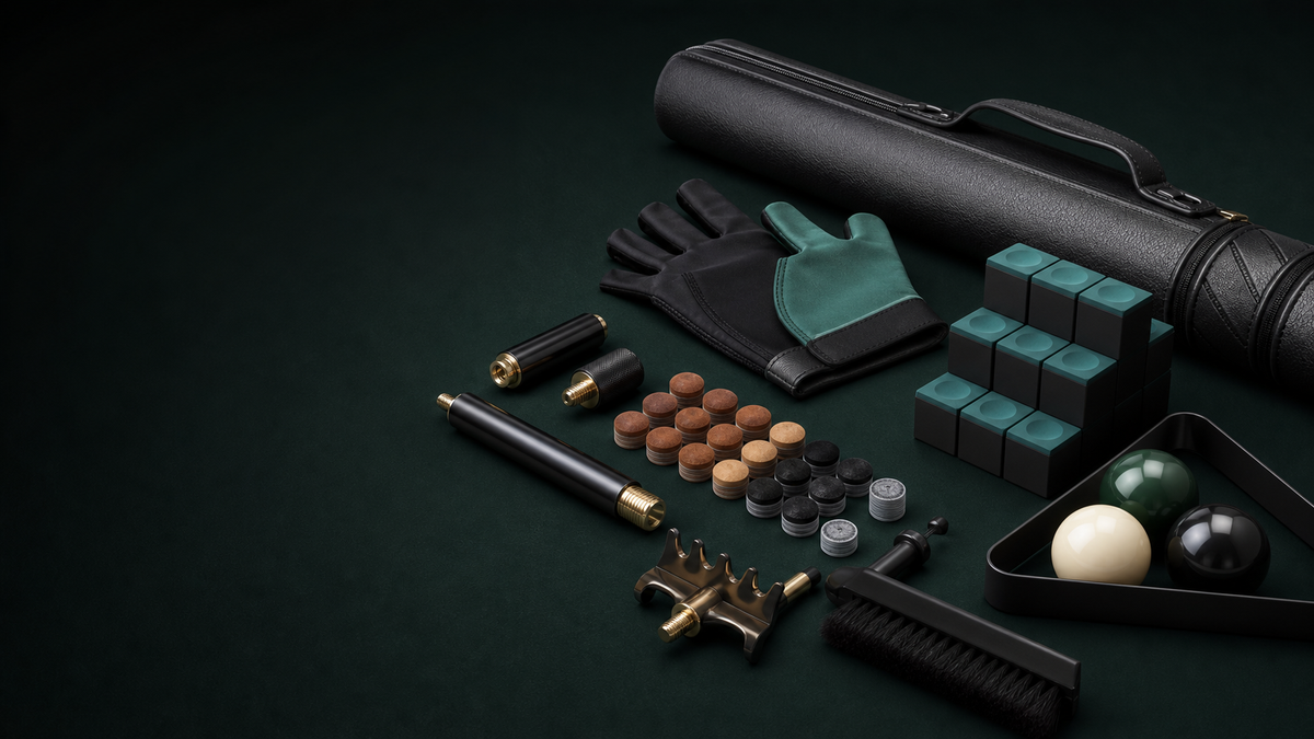 Billiard accessories prepared for an OEM quantity plan