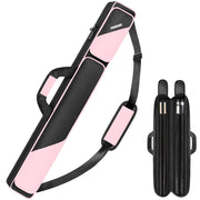 Pool Cue Case, Pool Stick Case 2x2 Holds 2 Sticks with 2 Accessory Zipper Pockets, Sturdy Polyester Pool Cue Carry Bag with Shoulder Strap Handle, Soft Billiard Cue Sling Bag